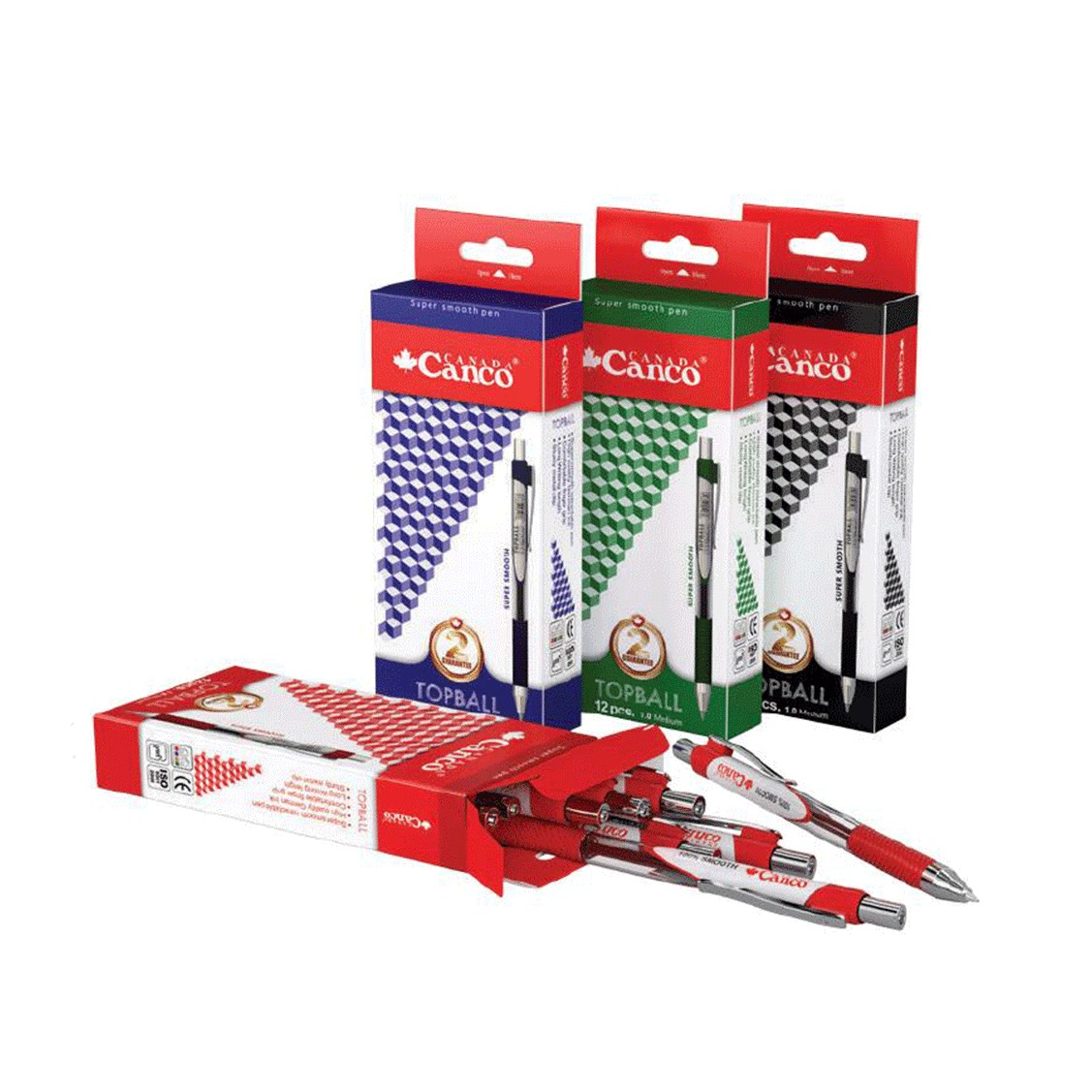 خودکار تاپ بال فشاری  کنکو - گیره فلزی  نوک 1 (بسته12عددي)-جوهر نانو