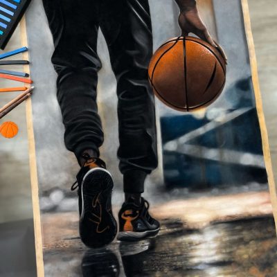 تابلو-نقاشی-با-پاستل-بسکتبال/
