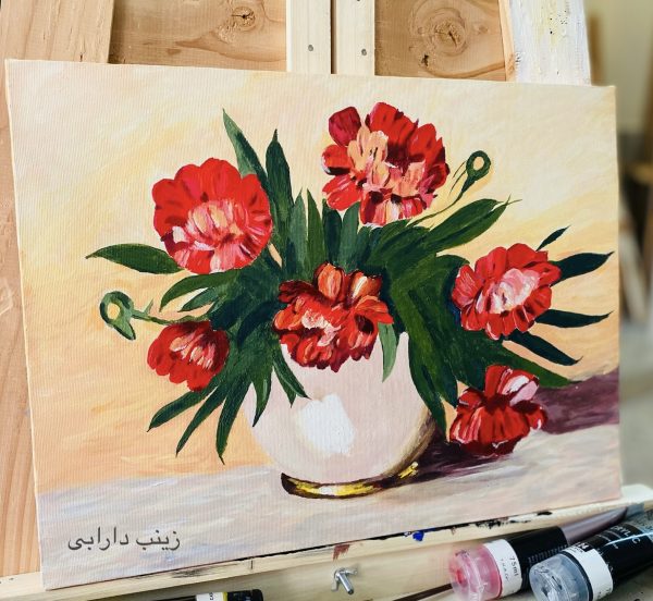 تابلو نقاشی طرح گل و گلدان - Image 2