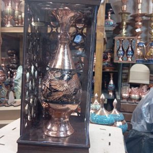 گلدان مسی الماس تراش طرح سیمرغ