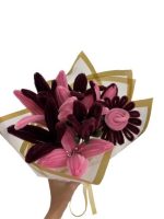 دسته گل صورتی پیپ پاکنی(7شاخه گل) - Image 2