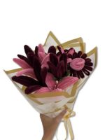 دسته گل صورتی پیپ پاکنی(7شاخه گل) - Image 3